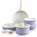 Multi-Piece Detachable Cookware Set Non-Stick Pots and Pans Set with Removable Handles Cooking Set Oven Safe Stackable Universal for All Stoves5PcPurple