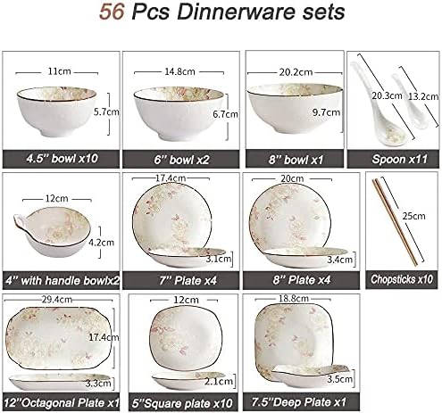 Dinner Set for Luxury Restaurant and Home Glaze Porcelain Dinnerware Sets Japanese Luxurious Dinner Plate and Bowl SetsOne Color-26 Pcs