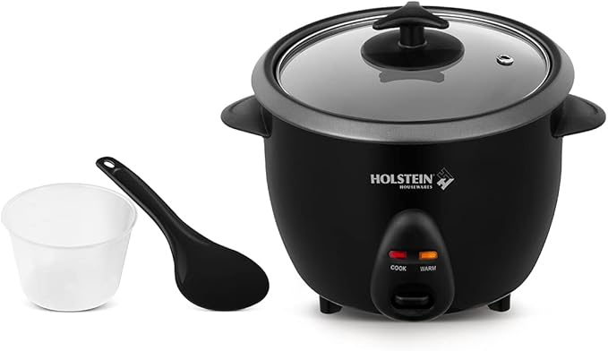 Holstein Housewares 16-Cup Cooked (8-Cup Uncooked) Rice Cooker Black – One-Touch Operation with Cook &amp Keep Warm Functions Perfect for Rice Quinoa Oatmeal Stews &amp Grains