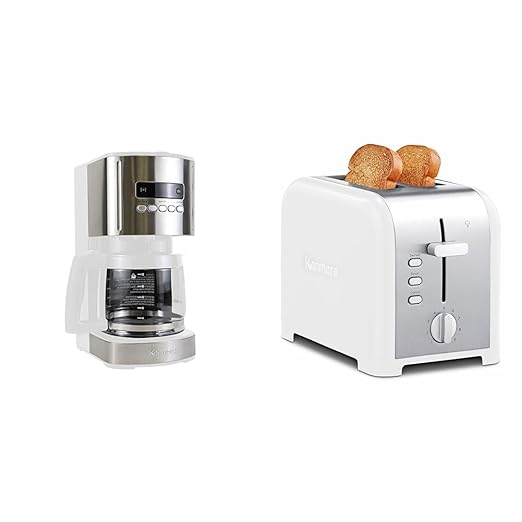 Kenmore Coffee Maker 12 cup Drip Coffee Machine Programmable Aroma Control Glass Carafe &amp Kenmore 2-Slice Toaster White Stainless Steel Extra Wide Slots Bagel and Defrost Functions