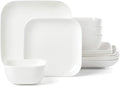 Lenox Dinnerware Set Studio 1414 Square 12-Piece Set Service For 4 Bone China Material Dishwasher &amp Microwave Safe Home And Kitchen Kitchen And Dining Plates And Bowls Sets (White 12 Piece