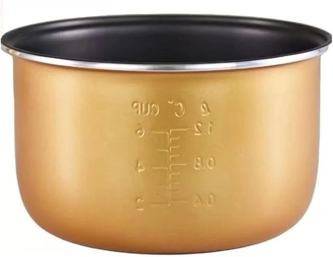 Electric Rice Cooker Inner Pot Universal 2L Non Stick Inner Pot Compatible For Hemispherical Intelligent Rice Cooker Old-fashioned Household Rice Cooker Inner Pot(External gold internal black)
