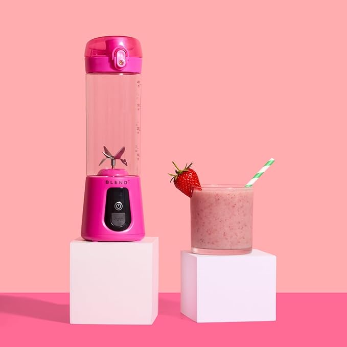 BLENDi Pro+ Portable Blender (New 2025 Model 17.5oz Hot Pink) – Upgraded Ice Crushing 120W Motor USB-C Rechargeable Cordless Personal Blender Smoothies &amp Shakes – BPA-Free Travel-Friendly