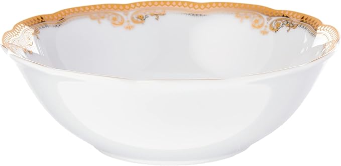 Lorren Home Trends 24 Piece Catherine Design Porcelain Wavy Edge Dinnerware Set White