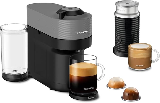 Nespresso Vertuo Pop+ Coffee and Espresso Maker by Breville with Milk Frother Dark Grey
