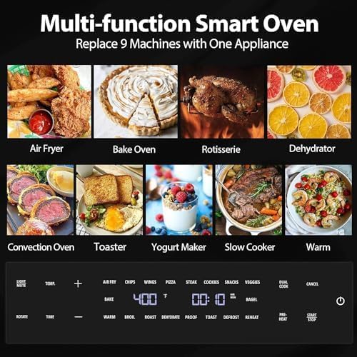 Beelicious 32QT Extra Large Air Fryer 19-In-1 Air Fryer Toaster Oven Combo with Rotisserie and Dehydrator Digital Convection Oven Countertop Airfryer Fit 13 Pizza 6 Accessories 1800w