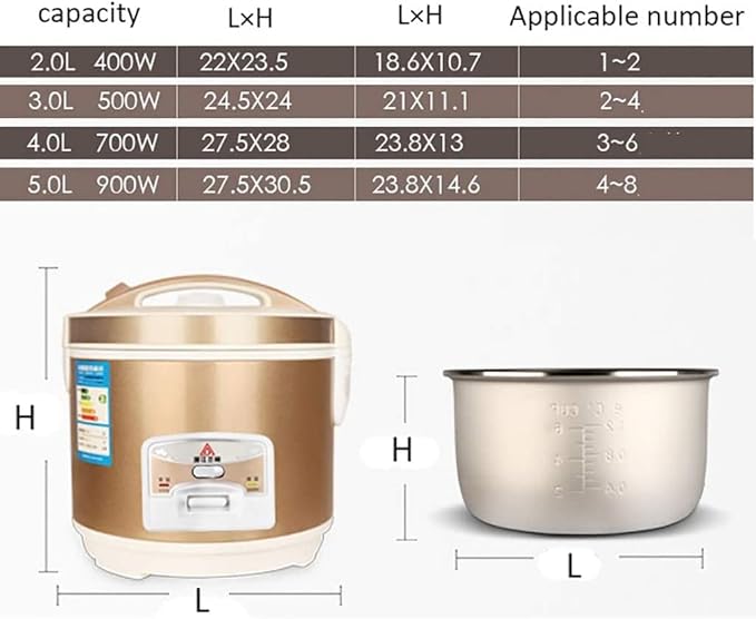 Rice Cooker Household Multifunctional Rice Cooker Automatic Heat Preservation for 1-7 People (5L) ()