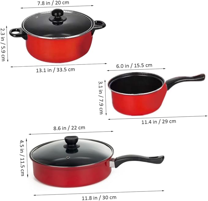 3pcs Cooking Tool Set Non-stick Frying Pan Soup Pot Milk Pan Home Kitchen