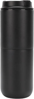 JTLB Electric Coffee Maker with Mill Portable Rechargeable Battery Operated Coffee Machine Semi Automatic Coffee Cup 350ML for Camping Office ABS Stainless Steel 8.9x3.2in (Black)