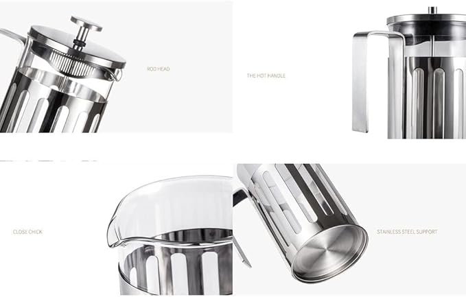 Stainless Steel French Press Coffee Maker Tool Insulated Tea Brewer Pot With Filter Baskets