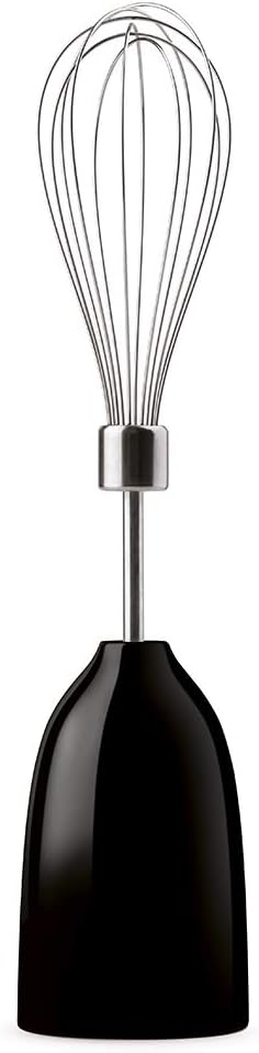 SMEG Handheld Immersion Blender with Beaker Chopping Bowl w/Lid Wire Whisk 5 Speed Controls made with Stainless Steel Blades and Ergonomic Design (Black)