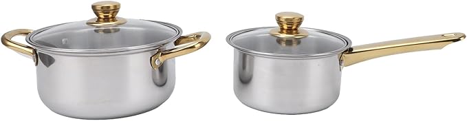Saut Pans Material Corrode Heat Quickly Kitchen Pots and Pans with Glass Lids Set for Home Cooking Cookware Set Cooking Pots Stainless Steel