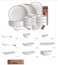 Ceramics Dinner Set Kitchen and Dining Service Durable Kitchen Dinnerware Set Dinner Salad Appitizer Dessert Plate Bowls Best for Indoor and Outdoor Party Creativity Villa Table Decor (C One Size)