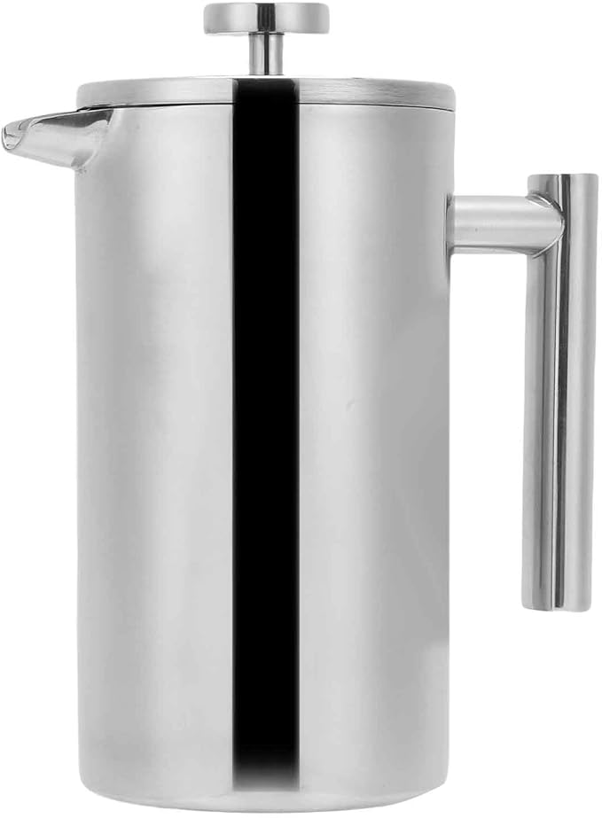 Enfmay 1000ml French Press Coffee Maker 304 Stainless Steel Double Wall Insulated Coffee Maker Pot Triple Filtration System for Optimal Brew Coffee Tea Maker for Home Office Camping