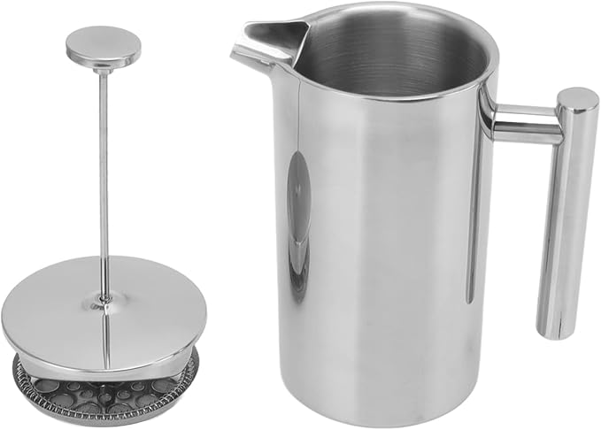 French Press Coffee MakerFrench Press Stainless SteelDouble Wall Teapot Hand Brewed Coffee Press with Filter ScreenFrench Press Stainless Steel for Home Camping(800ml)