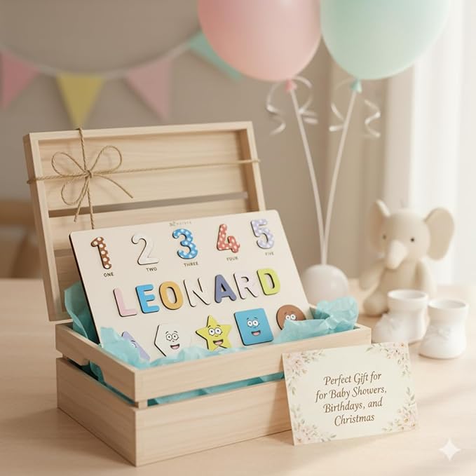 Personalized Name Puzzle for Toddlers 1-3 Customized Heirloom Baby Girl Keepsake Gift Custom Luxury Baby Boy Gift Premium Wooden Name Puzzle for Kids Custom Baby Stuff Nursery Room Decor