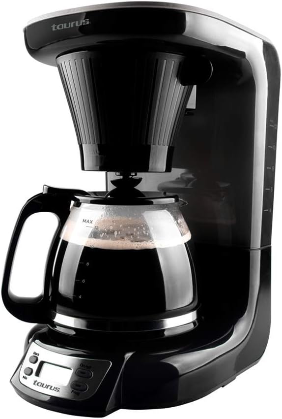 Taurus| Velvet Digital| Programmable Digital Coffee Maker for 24 Hours with Permanent Filter| (700 Watts)| Glass|Black