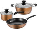 RUVOO Cookware Set Pots and Pans 3 Pcs Thicken Cooking Pot Soup Pot Nonstick Wok Milk Pot with Glass Lid Kitchen Supplies Kitchen Cooking Set