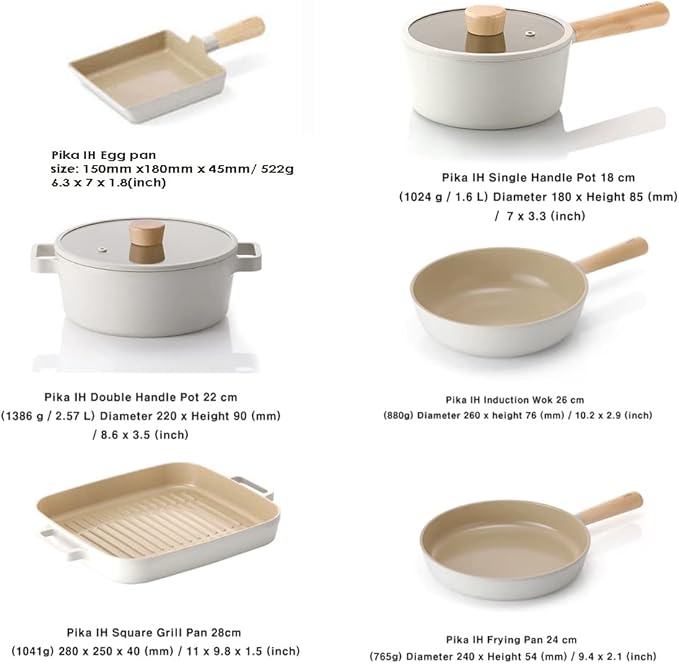 Fika IH Induction Pan Pot Grill Egg Pan Cookware Set of 6P
