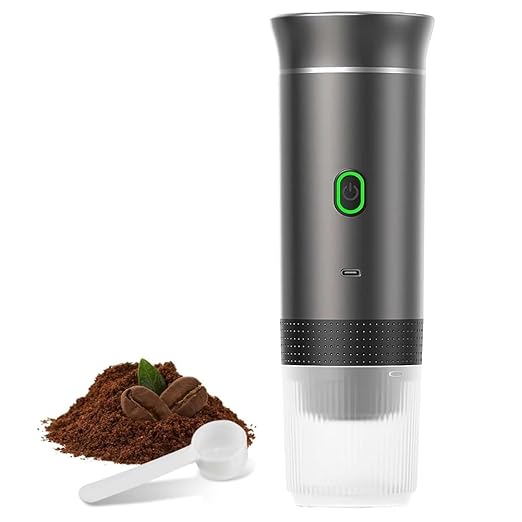 Aboiled Portable Espresso Coffee Machine - Compact Travel Coffee Maker Ground Coffee Grey