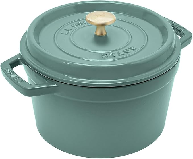 staub Grand Cocottes Z1027-777 Grand Cocottes Round Eucalyptus 7.9 inches (20 cm) Large Both Hands Enameled Pot Induction Compatible Serial Number Included