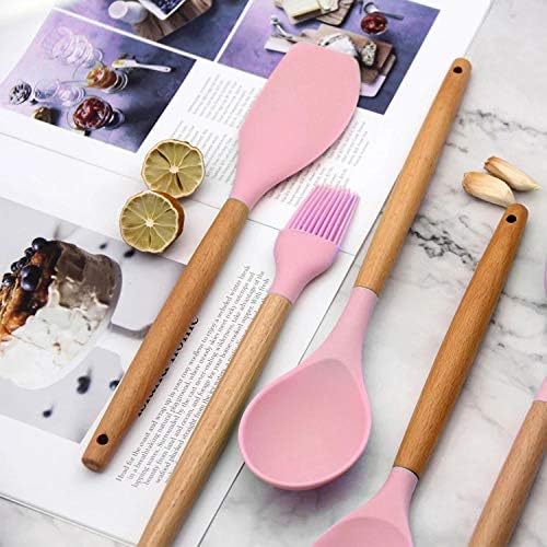 12 PCS Silicone Kitchenware Non-stick Cookware Cooking Tool Spatula Ladle Egg Beaters Shovel Spoon Soup Kitchen Utensils Set(E)