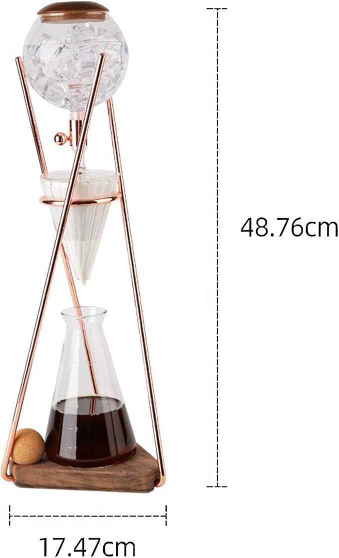 Ice Drip Brewer Ice Drip Coffee Maker with 500ml Borosilicate Glass Pot Stainless Steel Frame &amp Adjusting drip rate valve Slow Drip Technology for Coffee Lover to Make 3-5 Cups
