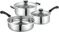 Solid 5 Piece Stainless Steel Pan Frying Pan Set Pressure Cooker Cooking Stew/Pot Milk Steamer/Soup Pot Kitchen Pan Set