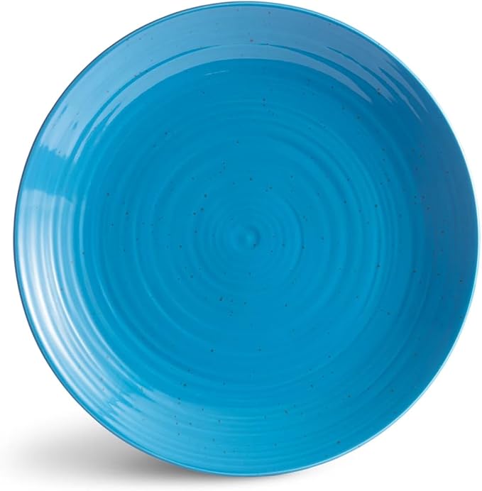 Sango Siterra Artist's Blend 16-Piece Stoneware Dinnerware Set – Service for 4 Ocean Blue Glossy Glaze with Unique Speckled Design for Everyday Dining &amp Entertainment Microwave &amp Dishwasher