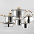 12-piece Stainless Steel Thickened Pot Kitchen Electromagnetic Gas Stove Frying Pan Milk Pot Set Cookware