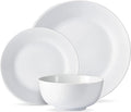 Safdie &amp Co. 12-Piece Modern Porcelain Ceramic Rim Aspen Dinner Set Stackable Lightweight Design for Everyday Use in White Sketch