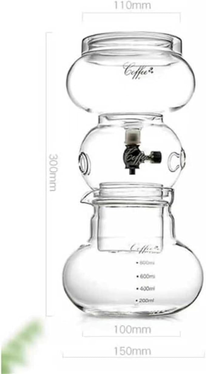 Drip Cold Brew Coffee Maker Iced Dripper Coffee Maker 800ML High Borosilicate Glass Pot With Stainless Steel Adjustable Dripper &amp Reusable Filter For Home Office