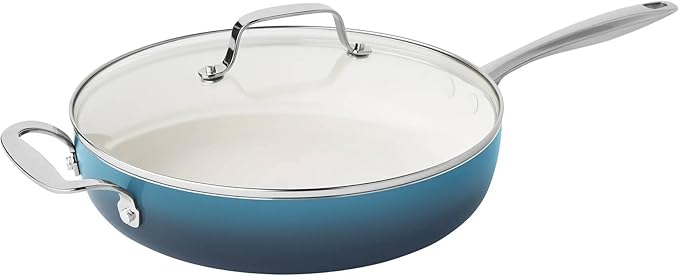 15-Piece Cookware Set Ceramic Nonstick Pots and Pans Set with Utensils Blue