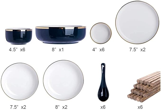 31/54 Pieces Fine Porcelain Dinnerware Set Nordic White European-Style Phnom Penh Tableware Set Service For 6-10