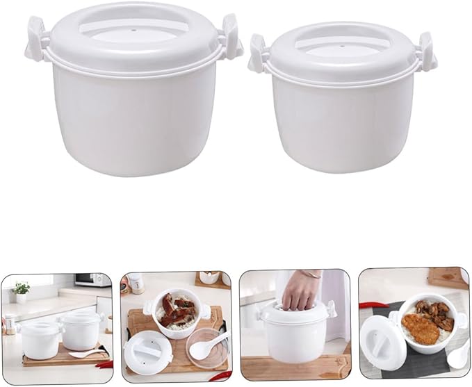 PRETYZOOM 2pcs Insulated Rice Cooker Microwave Rice Cooker Steamer Pot Basket Microwave Containers Portable Asian