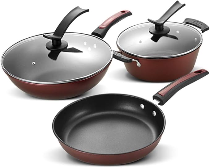 Cooking Pot Pots and PansDie-Cast Aluminum Non Stick Cookware SetsTower Induction Multifunctional Cooking Frying Pan Pots with Glass Lid and Bakelite Handles3PCS