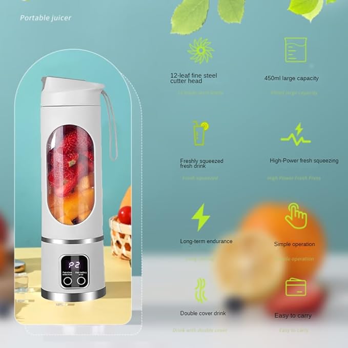 Portable Blender Electric Juicers Fruit Mixers USB Rechargeable Smoothie Mini Blender Personal Juicer 12 Cutter 3Gears C