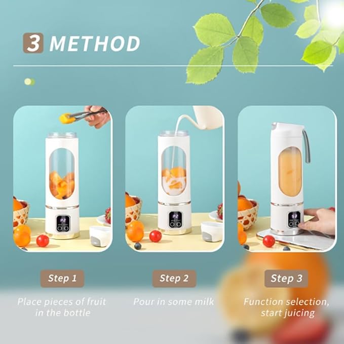 Digital Display Juicer-Smart LED Display Diet-Friendly Portable Multimode Blender Personal Electric USB 15.2 oz Portable juicer Shakes and Smoothies Blender Small Blenders Mixing (01)