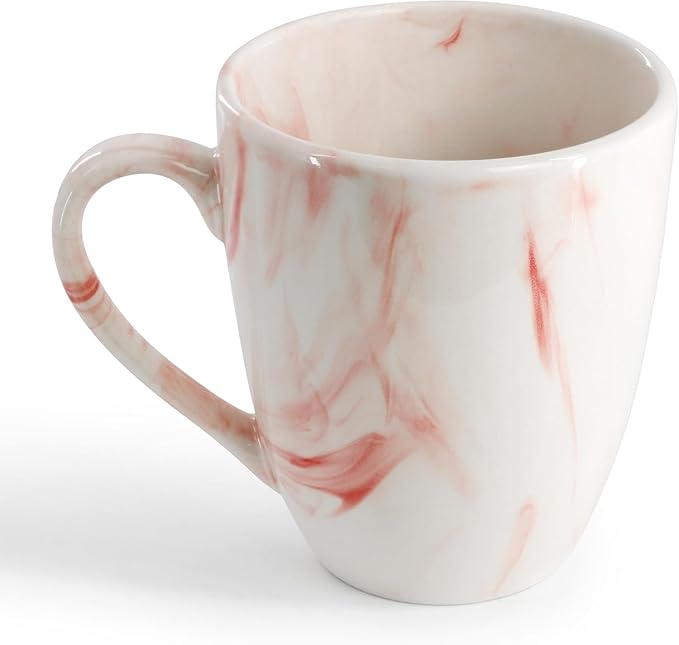 16 Piece Porcelain Marble Dinnerware Set in Red and Orange – Service for 4 Dishwasher &amp Microwave Safe (Red)