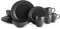 Mikasa Swirl 16 Piece Dinnerware Set Service for 4 Graphite