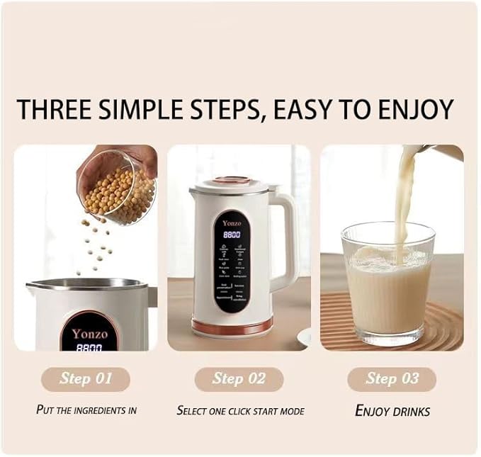 YONZO Heating Function Digital Nut Milk Maker Multi-Function LCD Display Heat Preservation
