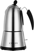 Electric Moka Coffee Maker - Electric Moka Pot with Italian Safety Valve STRIX UK Thermostat 304 Stainless Steel - Preparation of Rich and Aromatic Espresso Coffee (230 Milliliters)