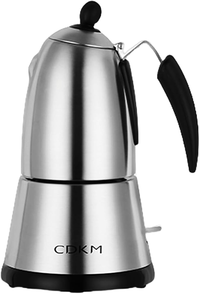 Electric Moka Coffee Maker - Electric Moka Pot with Italian Safety Valve STRIX UK Thermostat 304 Stainless Steel - Preparation of Rich and Aromatic Espresso Coffee (230 Milliliters)