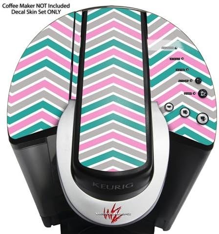 Decal Style Vinyl Skin compatible with Keurig K40 Elite Coffee Makers Zig Zag Teal Pink and Gray (COFFEE MAKER NOT INCLUDED)