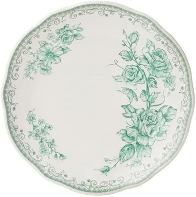 Vintage Inspired Agatha 12-Piece Stoneware Dinnerware Set Green