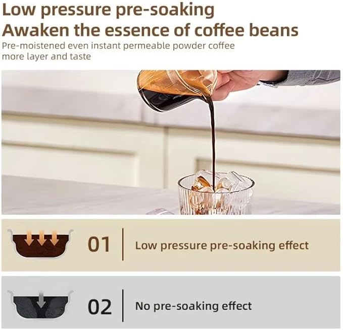 20bar Espresso Coffee Machine Italian Semi-Automatic Coffee Machine with Steam Wand 60oz Removable Water Tank Ntc Ntelligent Temperature Control Coffee Maker for HomeB