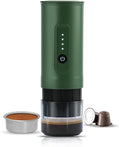 Portable Electric Espresso Machine Travel Coffee Maker Portable Electric Coffee Grinder with USB-C with Ground Coffee NS Capsule 2000mAh Battery for RV Hiking Office(緑)
