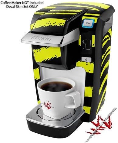 Decal Style Vinyl Skin compatible with Keurig K10 / K15 Mini Plus Coffee Makers Zebra Yellow (COFFEE MAKER NOT INCLUDED)