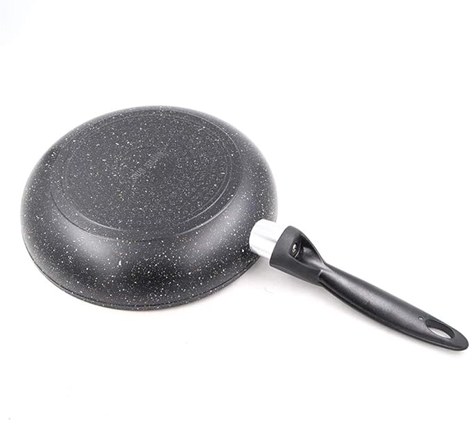 7Pcs Cookware Set Black Granite Fry Pan Souce Pot Milk Pot Glass Cover Non-Stick Induction&ampGas Cooker