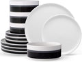 Noritake ColorStax Stripe Black 12-Piece Dinnerware Set Service for 4
